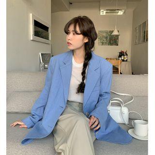 Linen Blend Plain Blazer