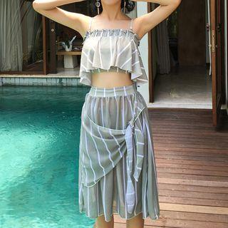 Set: Striped Bikini + Midi Skirt