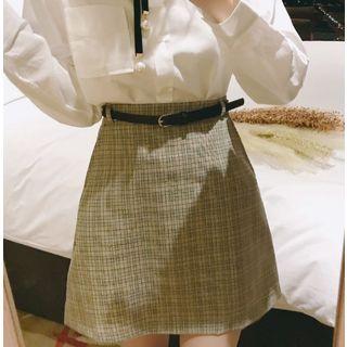 Tie-waist A-line Plaid Dress