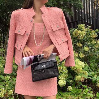 Single-breasted Tweed Jacket / Mini A-line Skirt / Set
