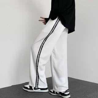Print Trim Wide Leg Pants