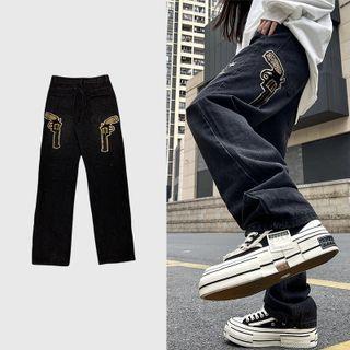 Gun Print Loose Fit Jeans