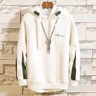Letter Embroidered Paneled Hoodie