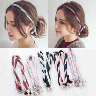 Striped Faux Pearl Headband