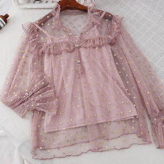 Set: Star Mesh Blouse + Camisole