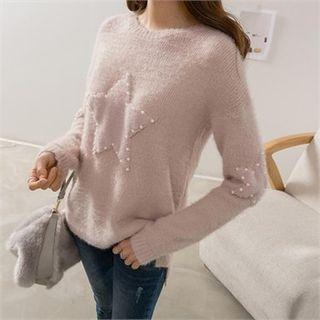Faux-pearl Detail Knit Top