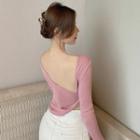 Asymmetric Open-back Cropped Light T-shirt