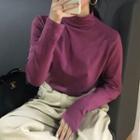 Mock-turtleneck Long-sleeve Top As Shown In Figure - One Size