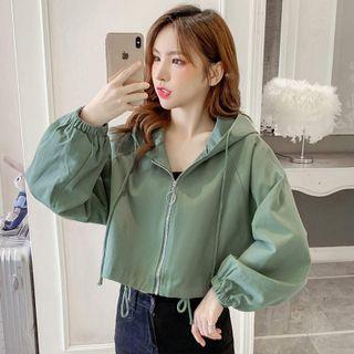 Hooded Zip Cropped Jacket / Camisole Top