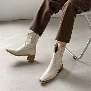 Wooden-heel Stitched Cowboy Boots