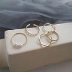 Set Of 6: Faux Pearl / Alloy Ring (various Designs)