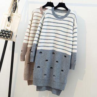 Striped Ripped Sweater Dress