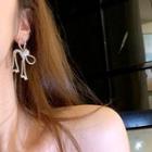 Rhinestone Bow Drop Earrings Silver - One Size