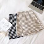 Asymmetric Plaid High-wais Ta-line Skirt