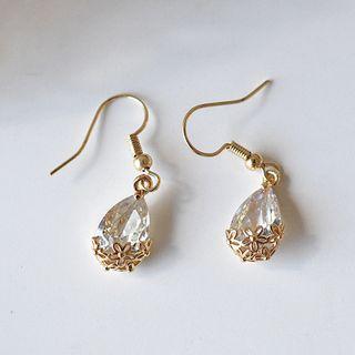 Asymmetrical Faux Crystal Faux Pearl Drop Earring