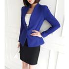 Set: Lapelless Single-button Blazer + H-line Skirt