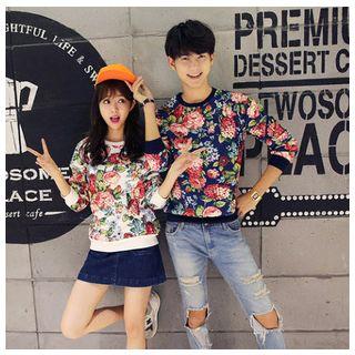 Matching Couple Floral Print Pullover