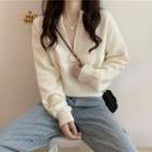 Half-zip Plain Cropped Sweater