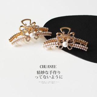 Faux Pearl Hair Clip Small Bow - 2