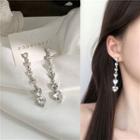Heart Rhinestone Dangle Earring 1 Pair - Stud Earrings - Silver - One Size