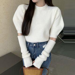 Puff-sleeve Sweater With Arm Sleeves