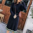 Set: Frilled Knit Pullover + Knit A-line Skirt
