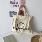 Floral Print Tote Bag Khaki - One Size
