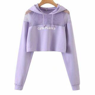 Fishnet Panel Lettering Hoodie