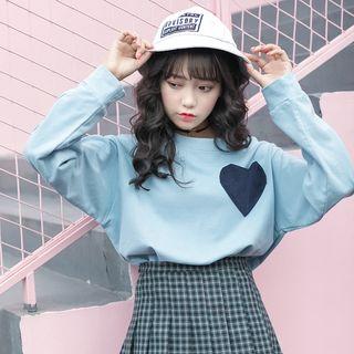 Long-sleeve Heart Applique Top