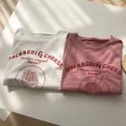 Short-sleeve Printed T-shirt Peach Pink - One Size