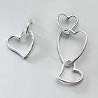 Asymmetrical Heart Earring 1 Pair - Silver - One Size