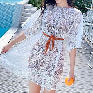 Set: Wrap Tankini + Lace Cover Up