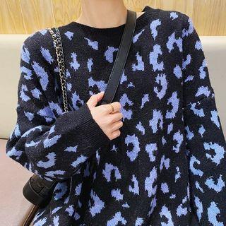 Leopard Print Sweater Black - One Size