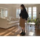 Slit-front Zip-back Long Skirt