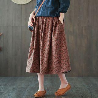 Floral Medium Maxi A-line Skirt