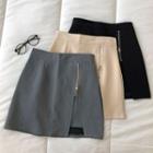 Zipped Mini A-line Skirt