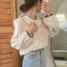 Puff-sleeve Plain Loose Fit Blouse