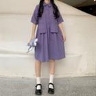 Plain Button-up A-line Dress