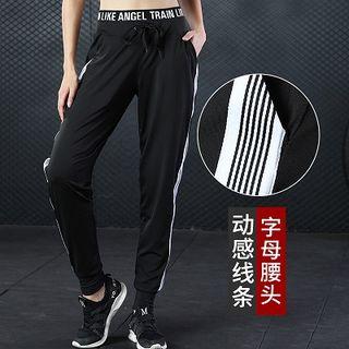 Sports Drawstring Waist Striped Trim Sweatpants