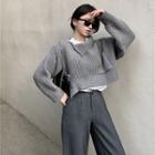 Plain Crop Sweater / Loose-fit Pants