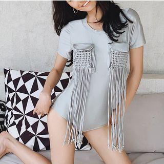 Fringed Short Sleeve Swimsuit