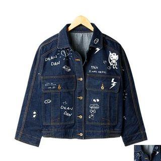 Washed Denim Printed Jacket