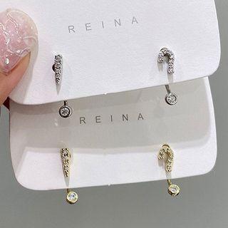 Question & Exclamation Mark Rhinestone Asymmetrical Earring