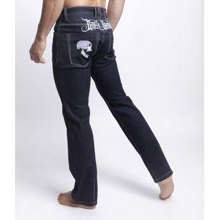 Embroidered-detail Stitched Straight-cut Jeans