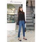 Mock-neck Frill-trim Chiffon Top