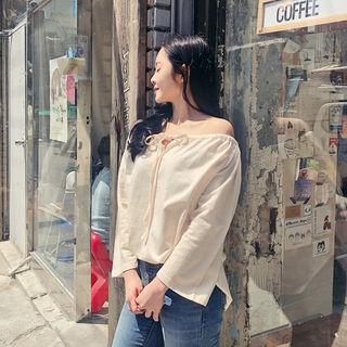 Beribboned Off-shoulder Top