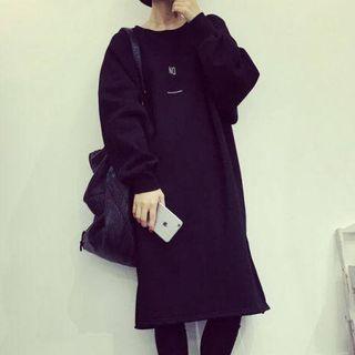 Letter Embroidered Midi Pullover Dress