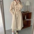 Long-sleeve Midi Trench Coat As Shown In Figure - One Size