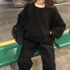 Balloon-sleeve Corduroy Top / Corduroy Straight-cut Pants