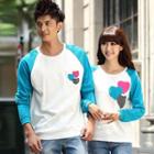 Couple Color Block Heart Print T-shirt